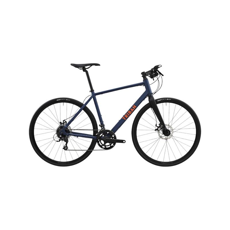 Vélo Route Cyclotourisme RC120 Flat Bar Disque Marine Orange