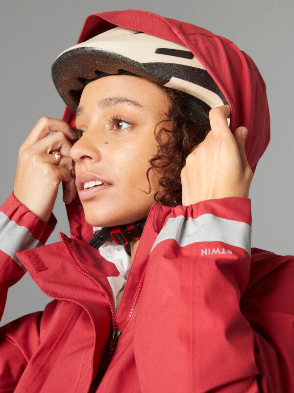 VESTE PLUIE VELO VILLE VISIBILITE NUIT 540 FEMME ROUGE