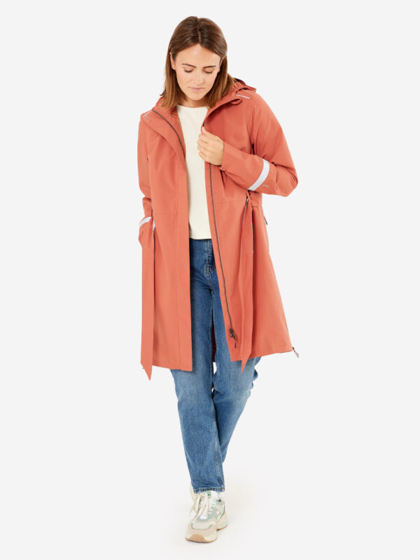 Trench femme imperméable avec capuche - vélo ville - terra cotta
