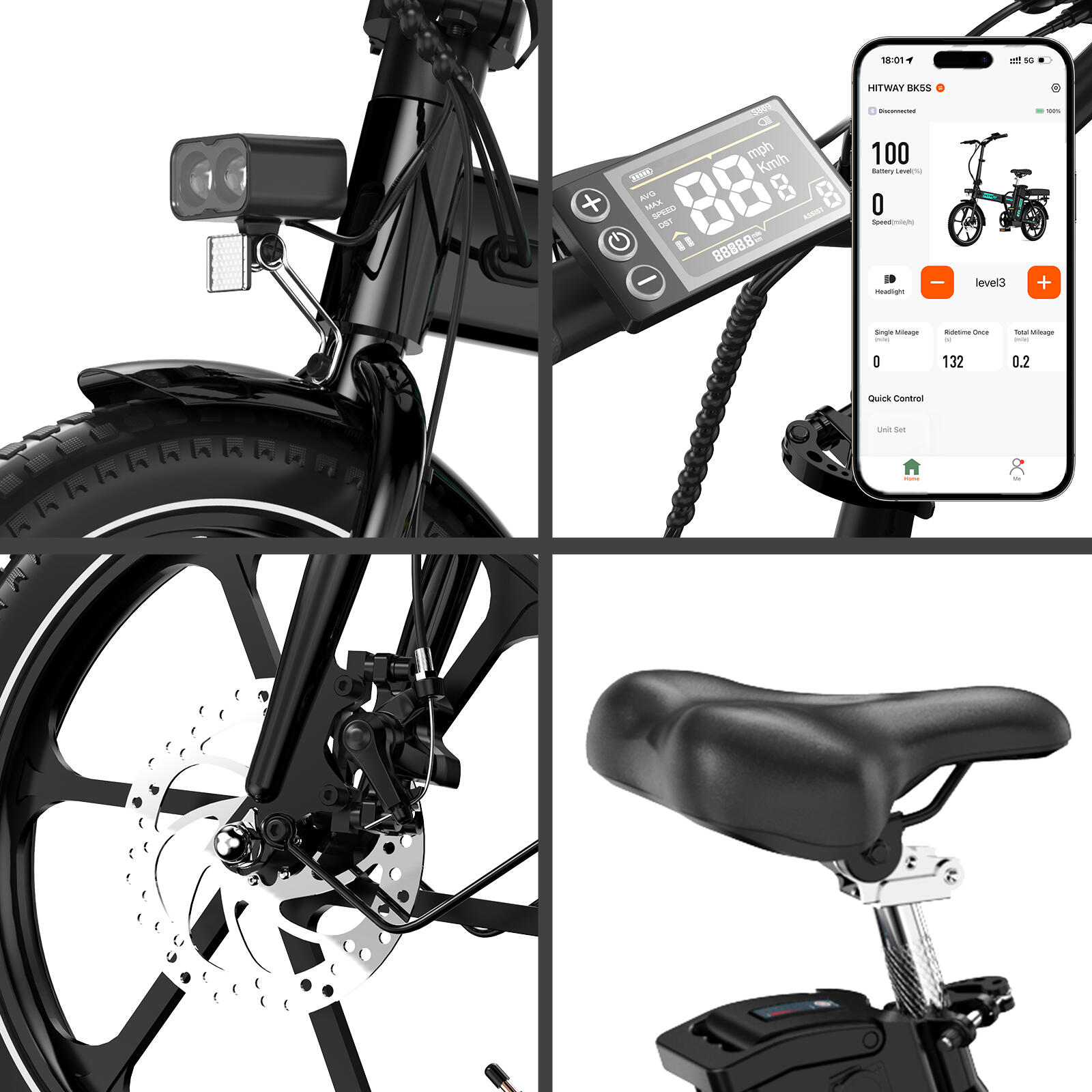 Vélo électrique pliant 16" 13ah 100km BK5 APP – Image 4