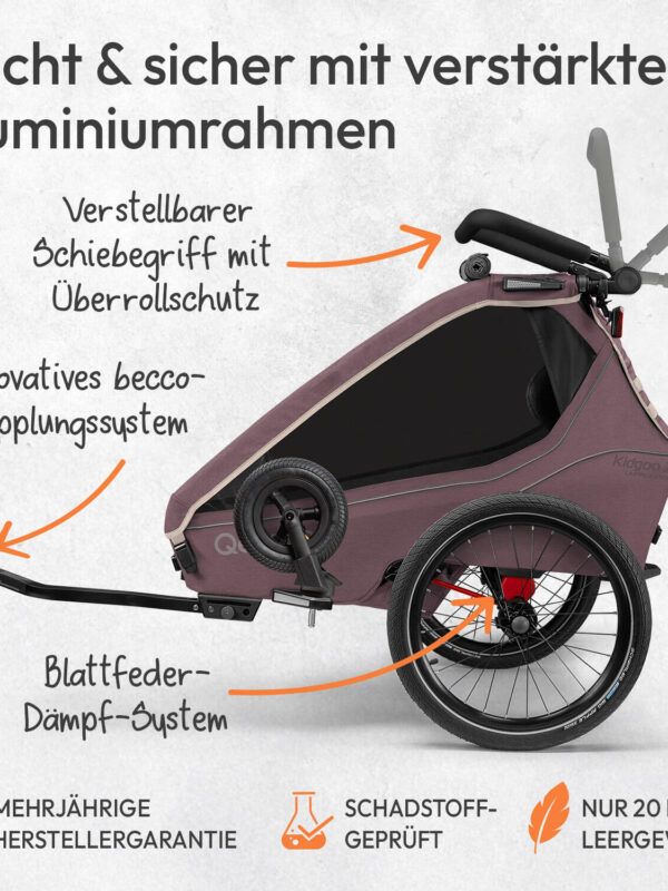 Remorque vélo Qeridoo Kidgoo 2 Wildberry Violet