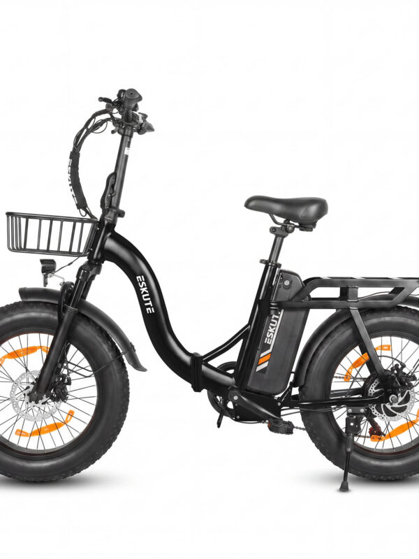 Vélo électrique pliable ESKUTE D202 avec panier avant et batterie 48 V 20,8 Ah