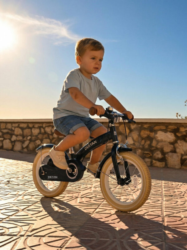 Vélo enfant 3-en-1 12 pouces - Draisienne - Avec roulettes - Bleu