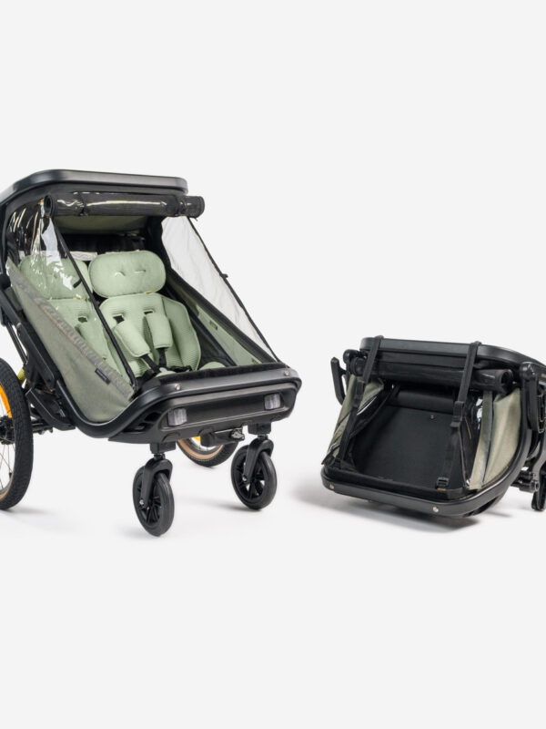 Remorque vélo enfant compacte pliante 2 places poussette, EXPL 900